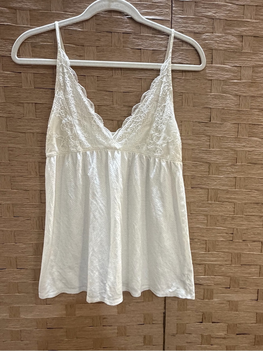 Y2K Aerie Babydoll Camisole Top White Lace Trim Boho Cottagecore Size Small